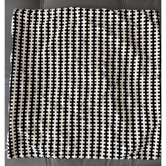 IKEA Zip Pillowcase Throw Pillow Square White w Black Lines Velvet Velour 21" - Picture 1 of 6